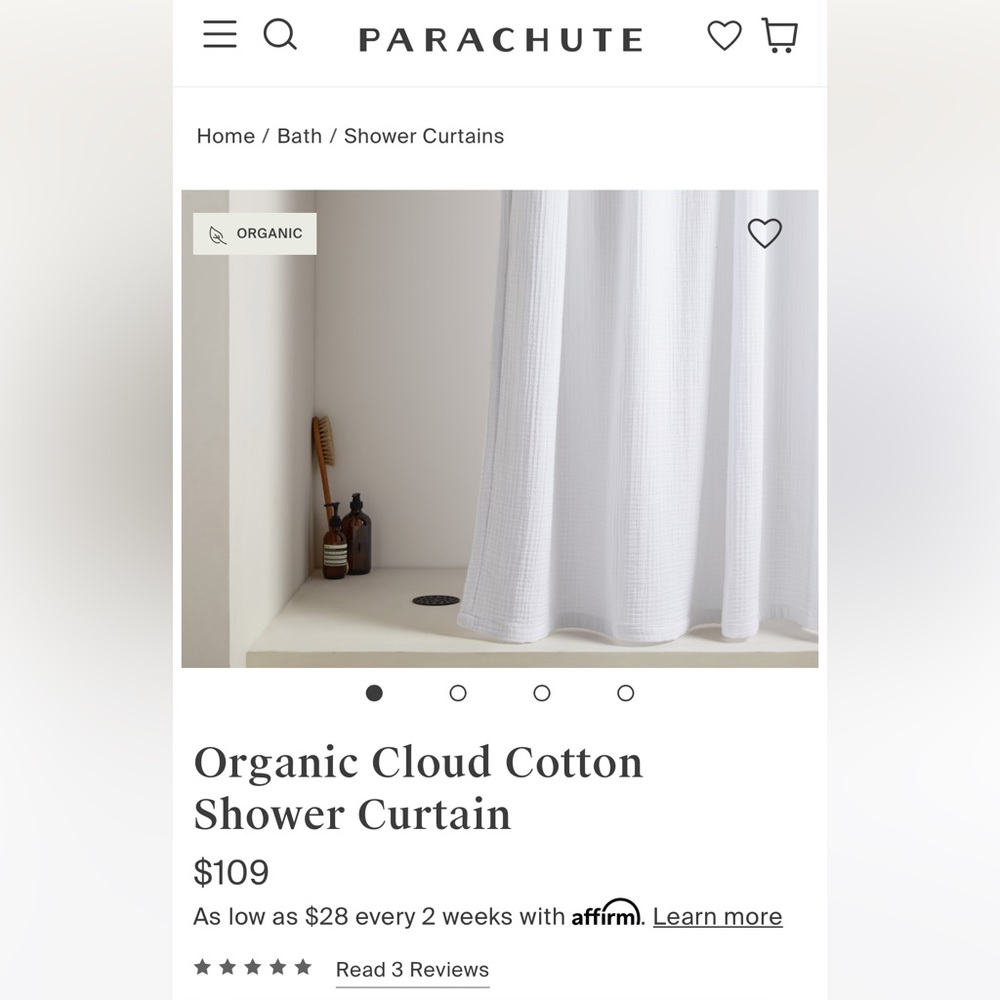 Parachute shower curtain- cream